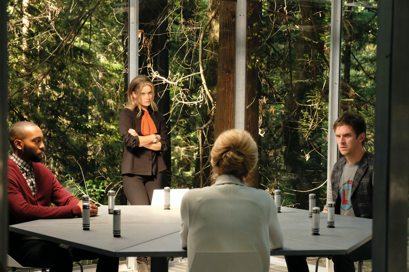 Jeremie Harris, Rachel Keller, Jean Smart, and Dan Stevens in Legion (Photo: Michelle Faye/FX)